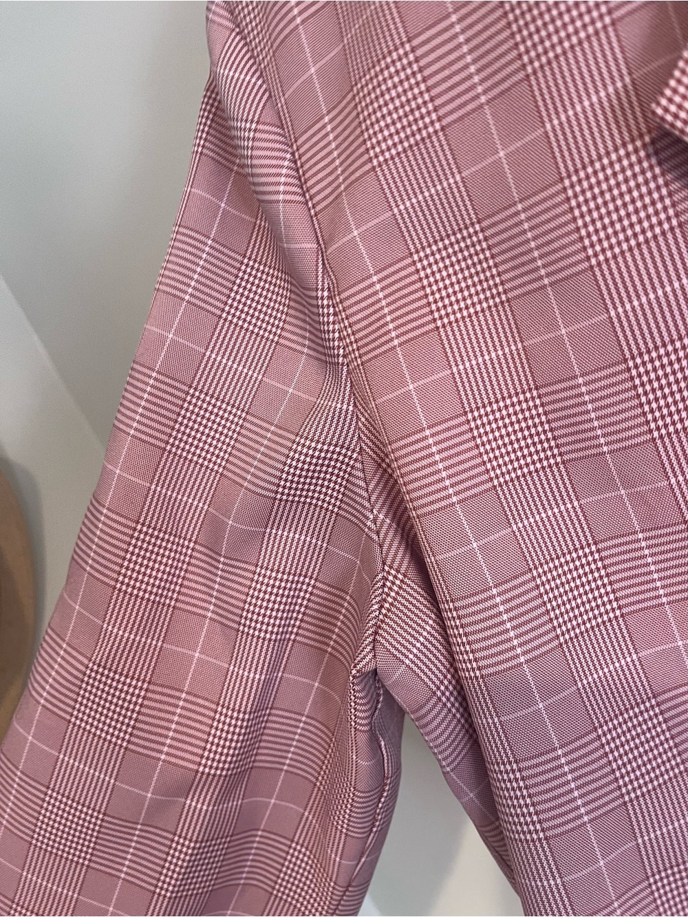 Women's Double Breasted Blazer Jacket 10 MEDIUM Pink Plaid Boxy Cropped Lined - Picture 4 of 15